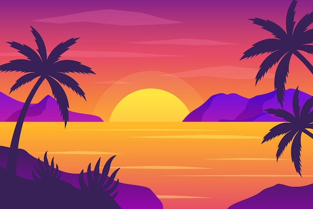 Fondo de puesta de sol tropical degradado