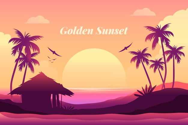 Fondo de puesta de sol tropical degradado
