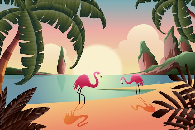 Fondo de puesta de sol tropical degradado