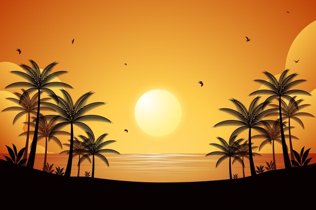 Fondo de puesta de sol tropical degradado