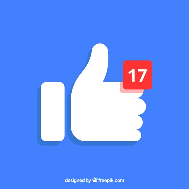 Fondo de pulgar arriba de facebook con notificación