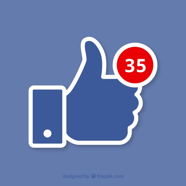 Fondo de pulgar arriba de facebook con notificación