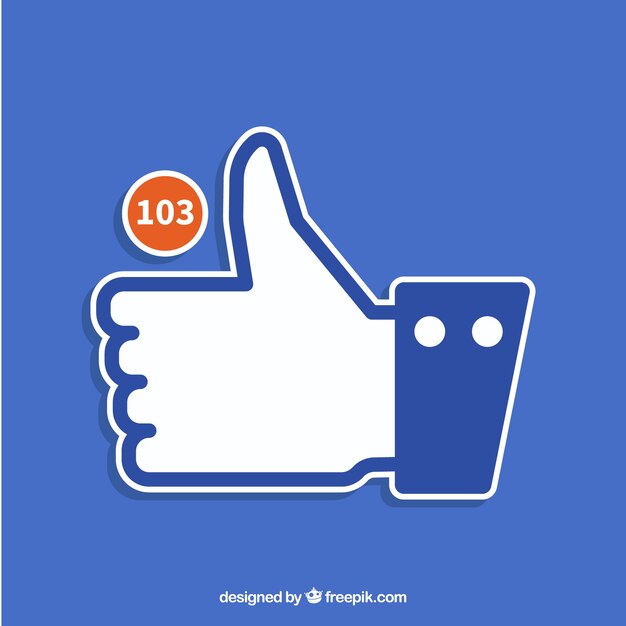 Fondo de pulgar arriba de facebook con notificación