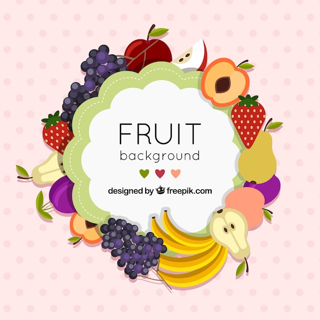 Vector gratuito fondo punteado con frutas en diseño plano