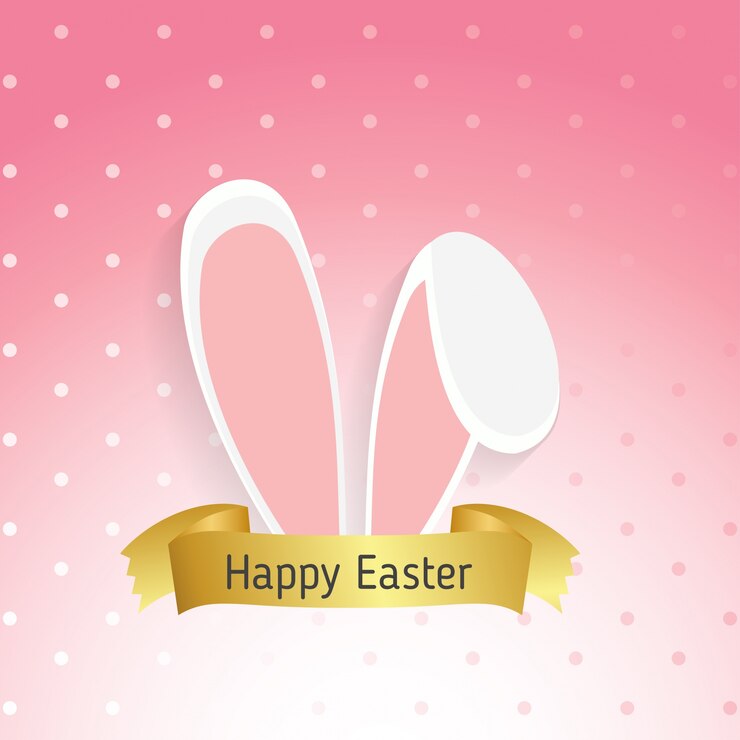 Vector gratuito fondo punteado con orejas de conejo para pascua