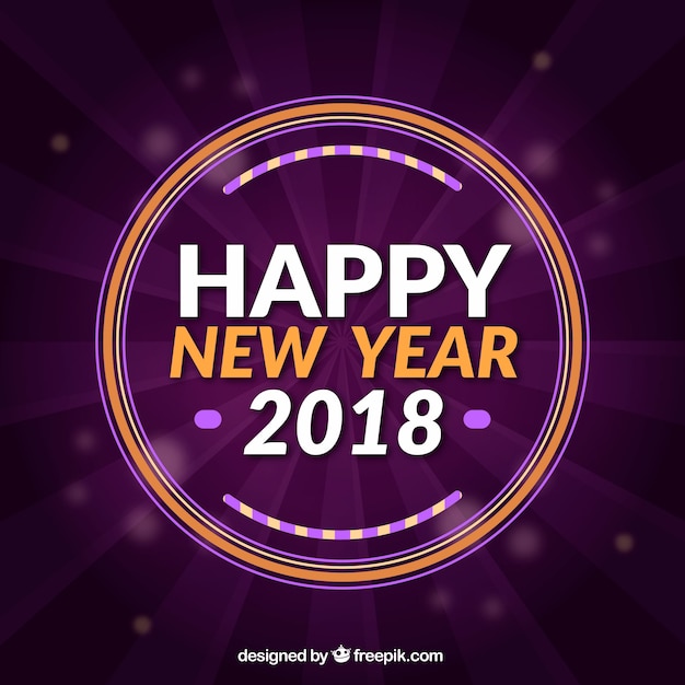 Fondo púrpura de año nuevo en diseño plano