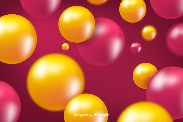 Fondo que fluye esferas brillantes realistas