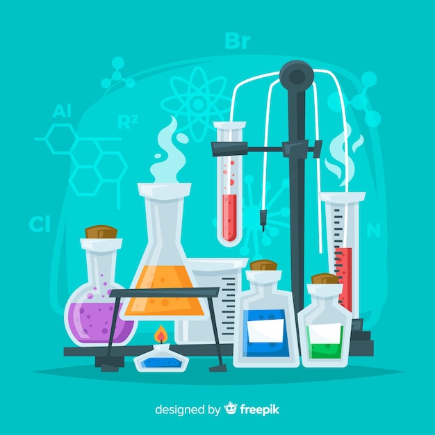 Fondo química colorido plano
