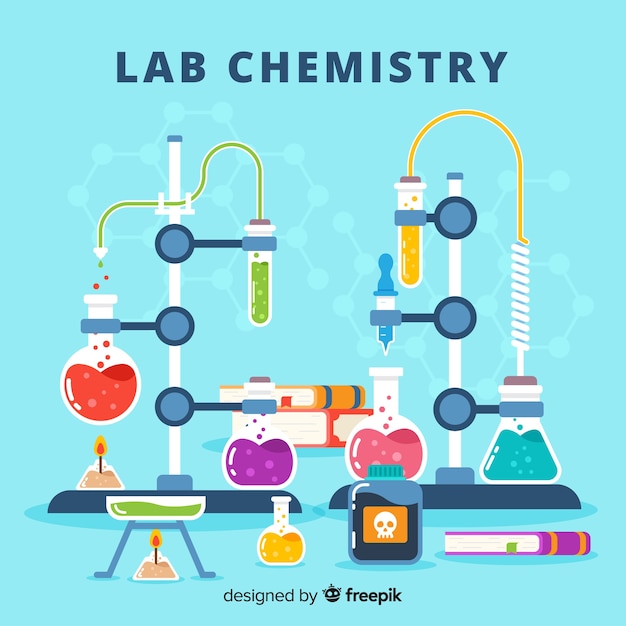 Vector gratuito fondo química colorido plano