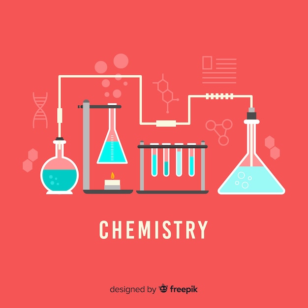 Vector gratuito fondo química colorido plano