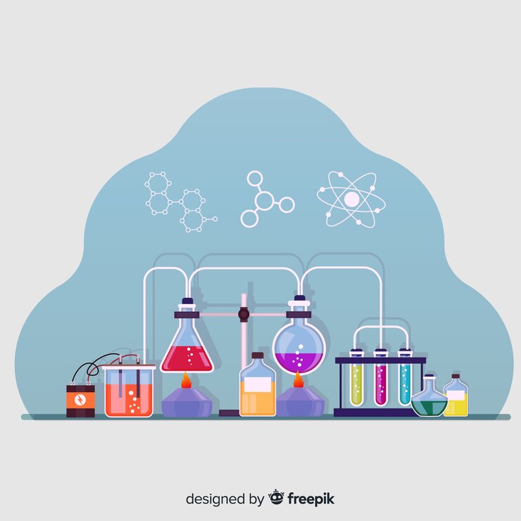 Vector gratuito fondo química colorido plano