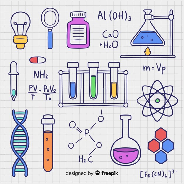 Fondo química dibujado a mano