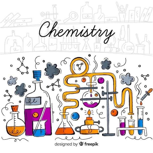 Vector gratuito fondo de química dibujado a mano