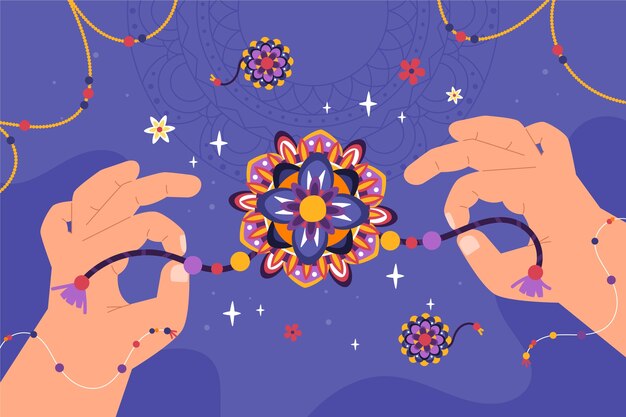 Fondo de raksha bandhan dibujado a mano con talismán