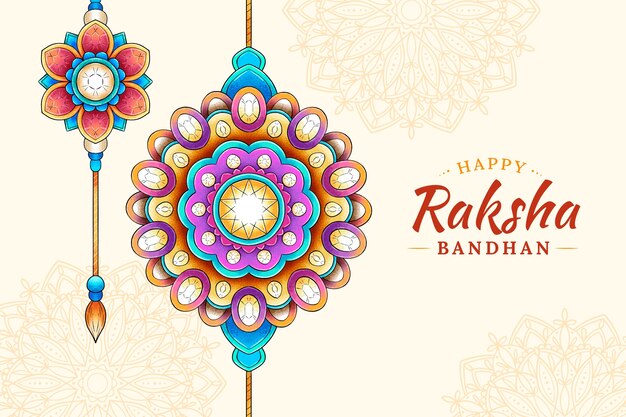 Fondo de raksha bandhan dibujado a mano