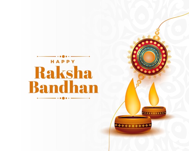 Fondo de raksha bandhan de estilo étnico con diseño diya y rakhi