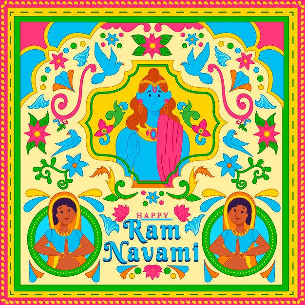 Fondo de ram navami dibujado a mano