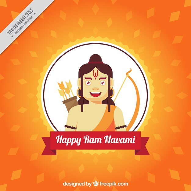 Fondo de ram navami con formas geométricas en diseño plano