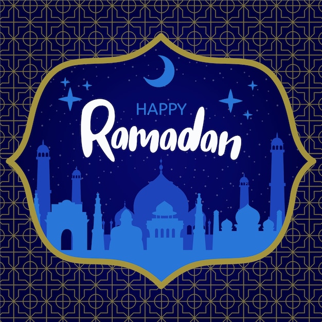 Vector gratuito fondo de ramadán dibujado a mano con mezquita