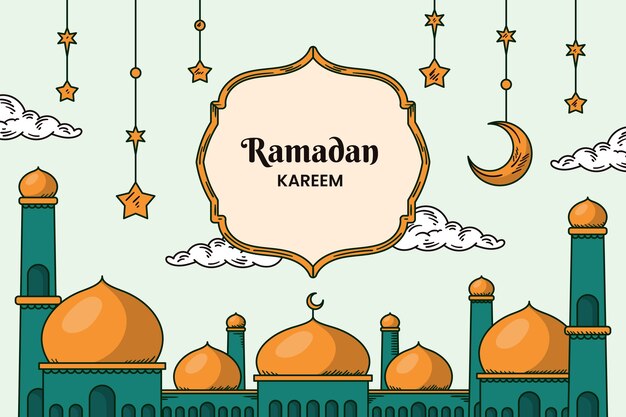 Fondo de Ramadán dibujado a mano