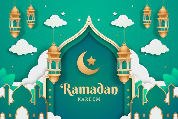 Fondo de ramadán estilo papel