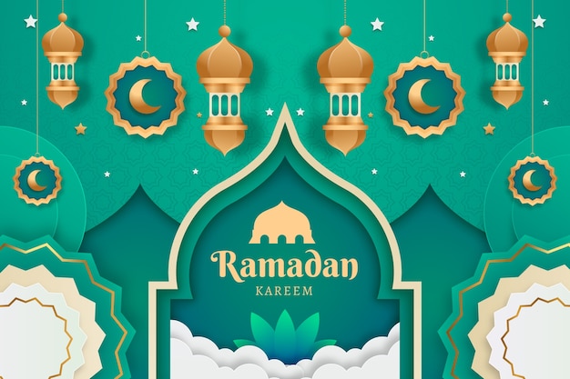 Vector gratuito fondo de ramadán estilo papel