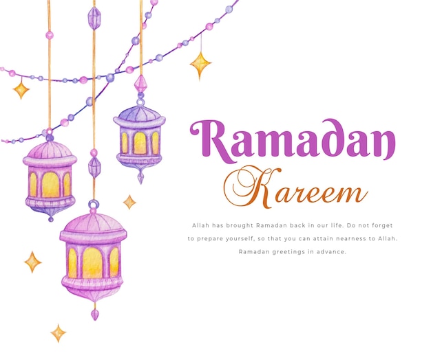 Fondo de ramadán kareem acuarela dibujada a mano
