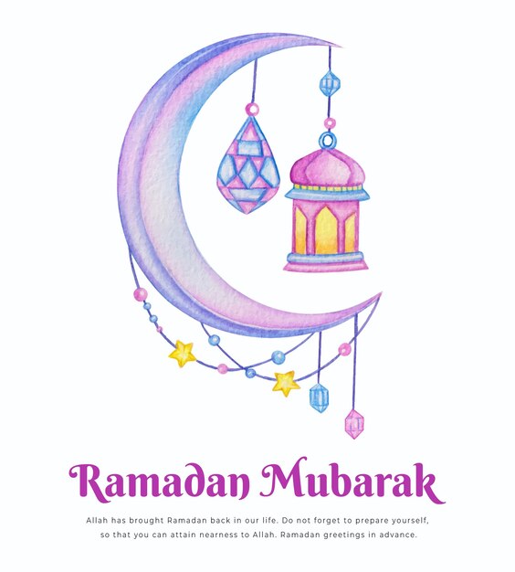 Fondo de ramadán kareem acuarela dibujada a mano