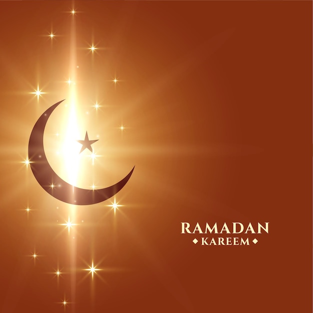 Fondo de ramadan kareem con luna y estrella de destellos