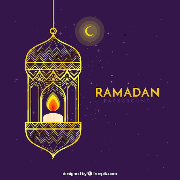 Fondo de ramadán con lámpara en estilo plano