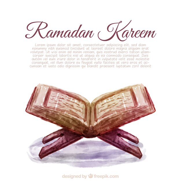 Fondo de ramadan con libro sagrado de acuarela 