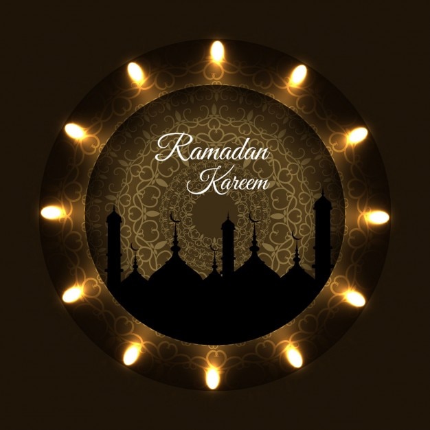 Fondo de ramadán con luces doradas