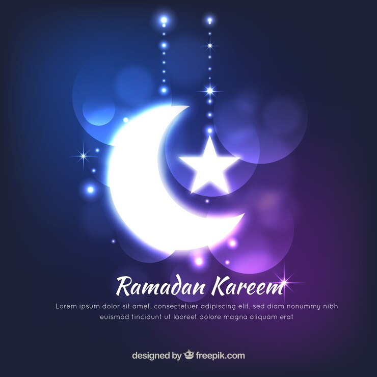 Vector gratuito fondo de ramadán con luna brillante