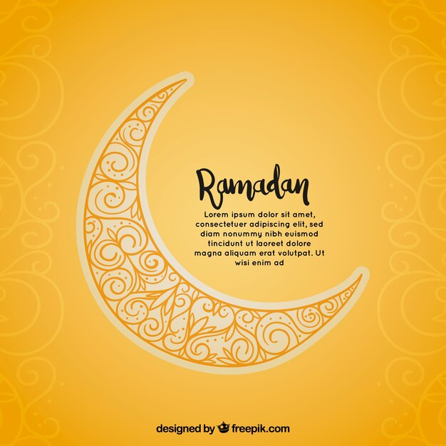 Vector gratuito fondo de ramadán con luna y ornamentos en estilo hecho a mano