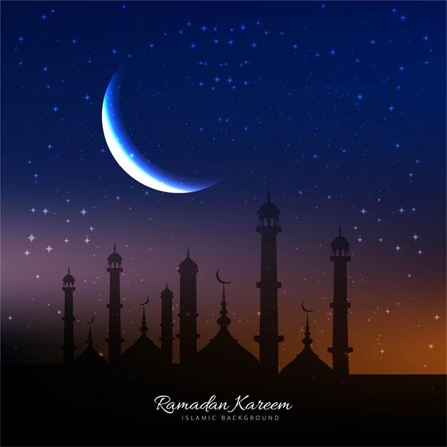 Fondo de ramadan con mezquita y luna