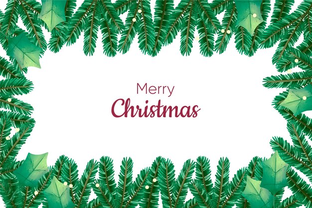 Fondo de ramas de árbol de Navidad acuarela