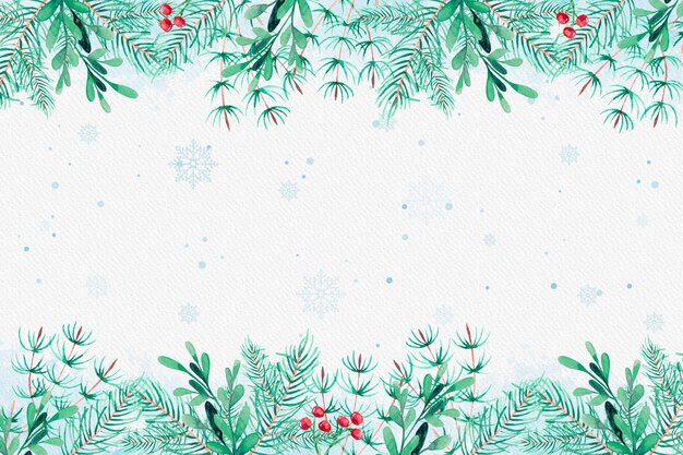 Fondo de ramas de árbol de navidad en acuarela