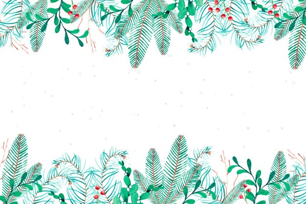 Fondo de ramas de árbol de navidad en acuarela