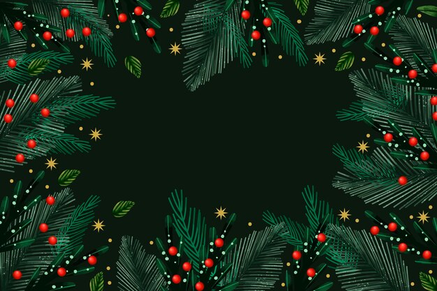 Fondo de ramas de árbol de navidad en acuarela