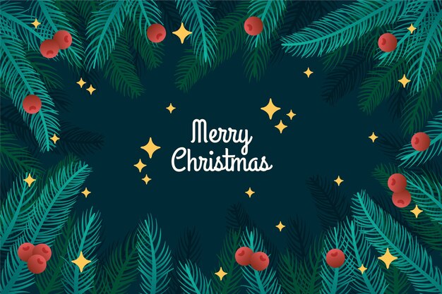 Fondo de ramas de árbol de navidad dibujadas a mano