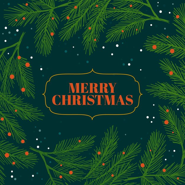Fondo de ramas de árbol de navidad dibujadas a mano