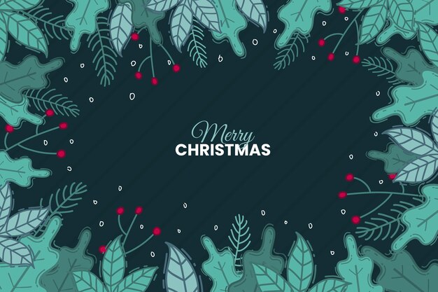 Fondo de ramas de árbol de navidad dibujadas a mano