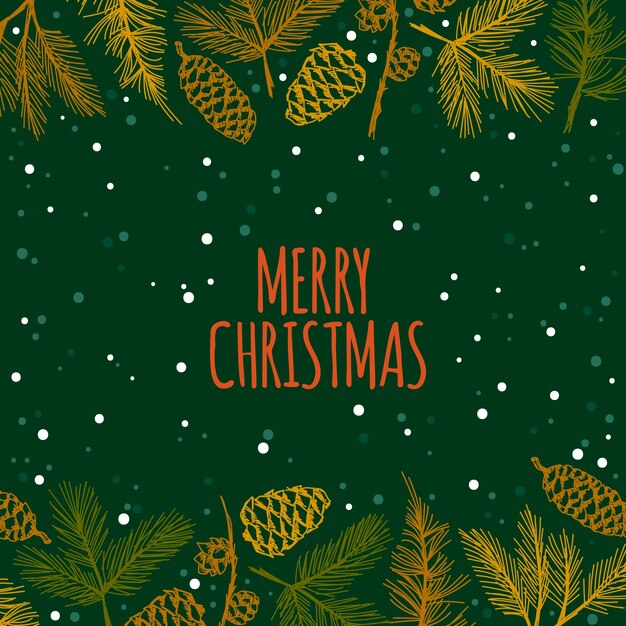 Fondo de ramas de árbol de Navidad dibujado a mano