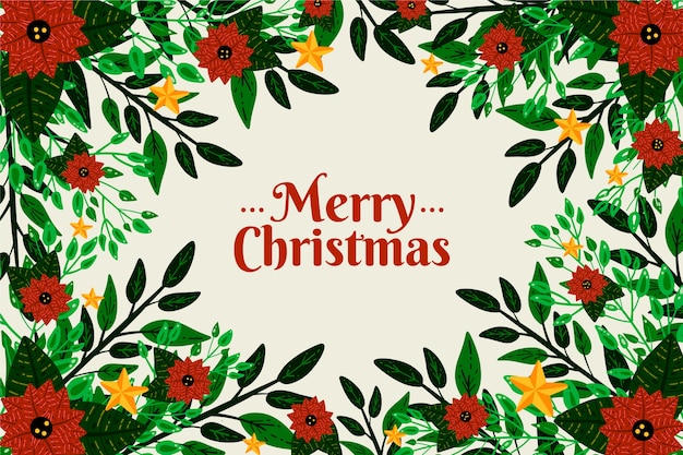 Fondo de ramas de árbol de navidad dibujado a mano