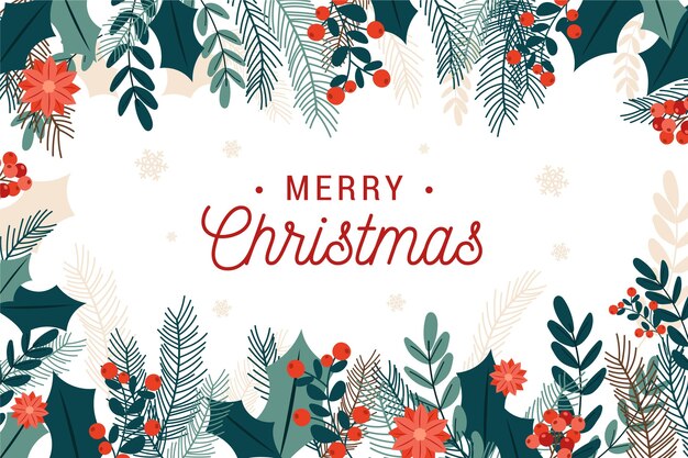 Fondo de ramas de árbol de navidad dibujado a mano