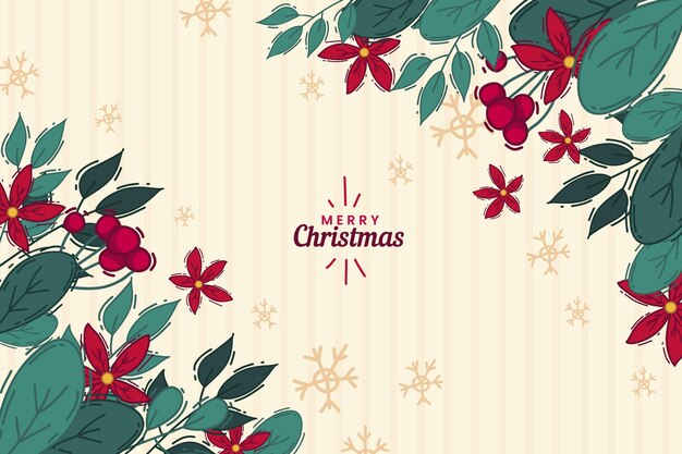 Fondo de ramas de árbol de navidad dibujado a mano