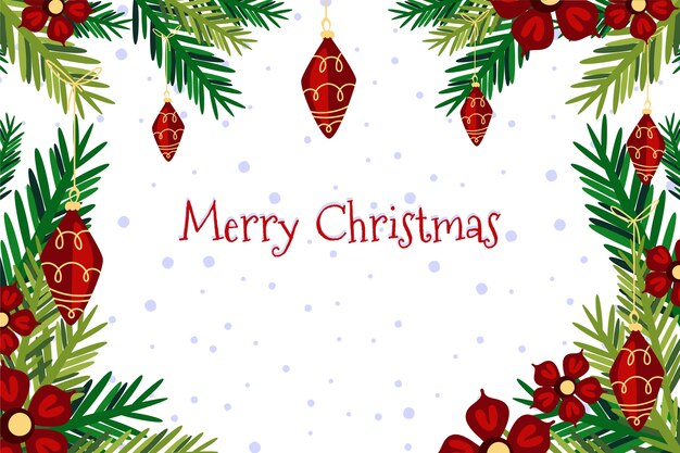 Fondo de ramas de árbol de Navidad de diseño plano