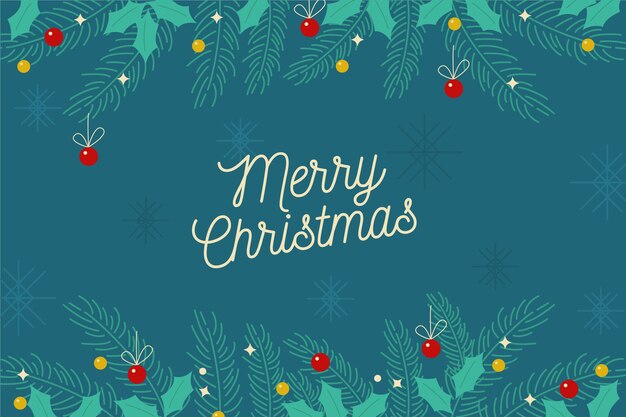 Fondo de ramas de árbol de Navidad de diseño plano