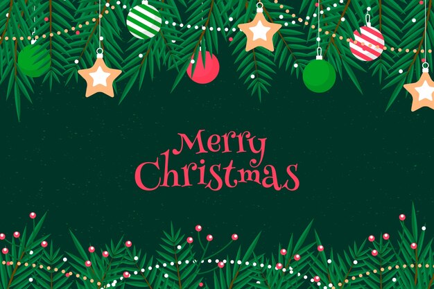 Fondo de ramas de árbol de navidad de diseño plano