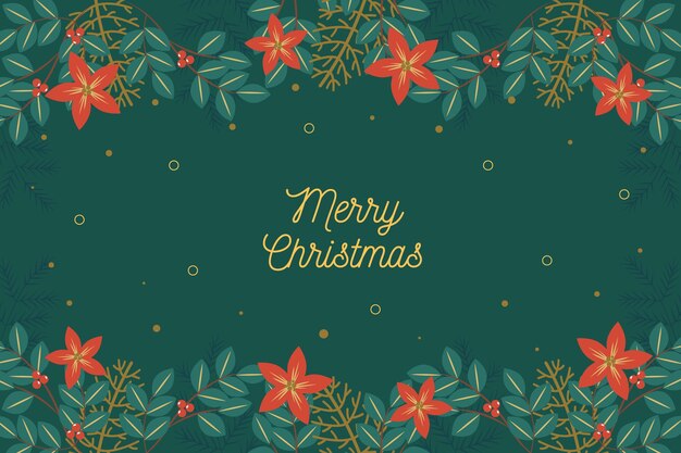 Fondo de ramas de árbol de navidad en diseño plano
